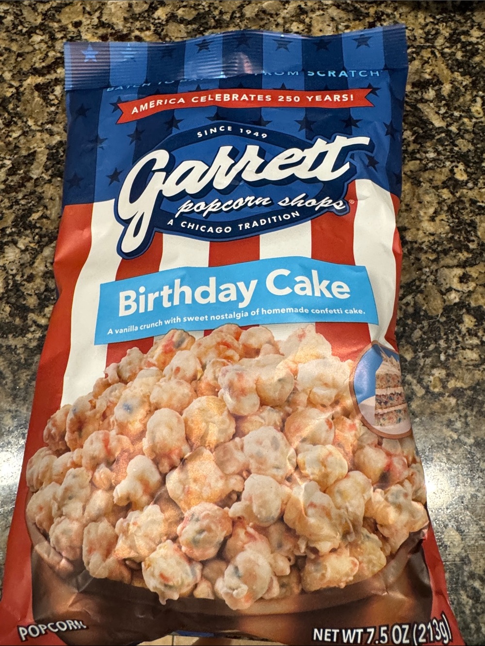 Garrett Birthday Cake Popcorn - White, Blue, Red